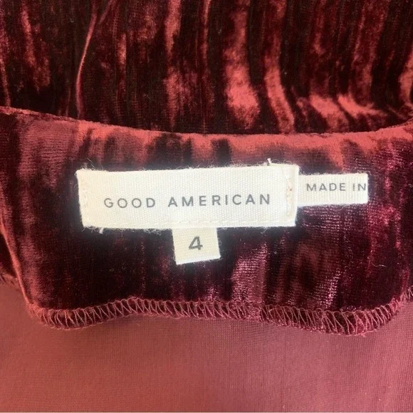 Good American Woman XL Burgundy Whimsigoth Crushed‎ Velvet Long Sleeve Bodysuit - Picture 7 of 10